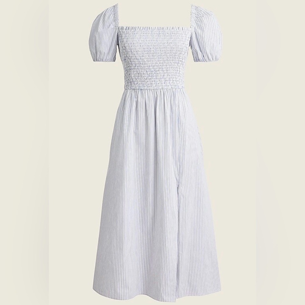 J.Crew short-sleeve smocked dress in stripe
